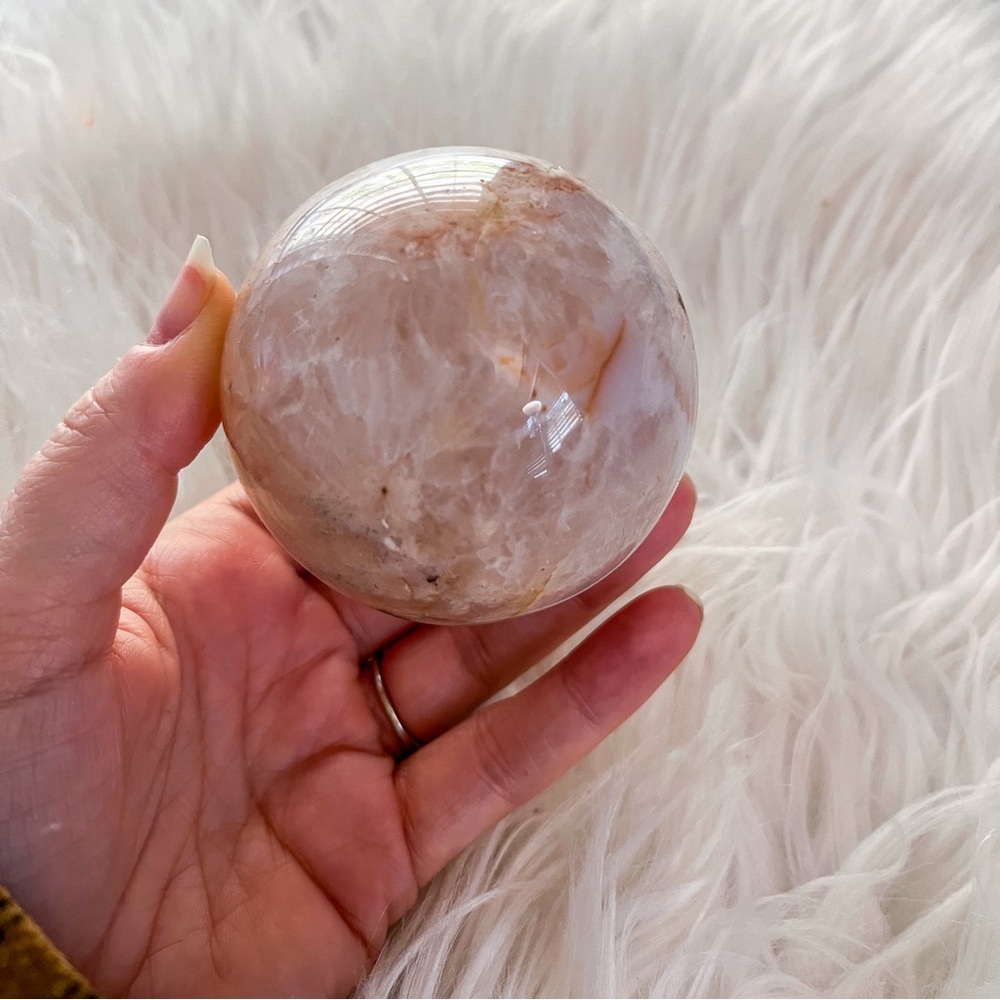 Flower agate sphere